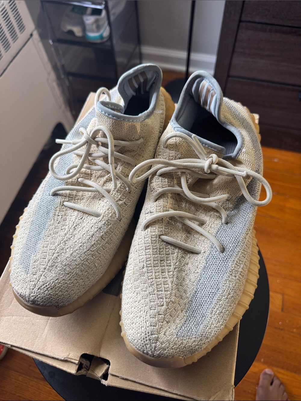 adidas Men's Knit Lace-Up Sneakers in Light Beige and Gray